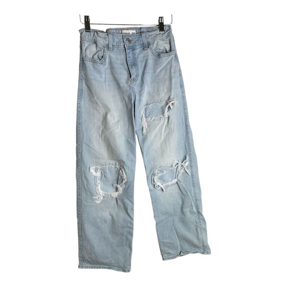 Abercrombie Kids High Rise Wide Leg Distressed Jeans Size 13/14 Blue